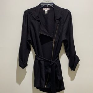 {Band of Gypsies}Sz S Black Lightweight Zippered Jacket Shirt w/Tie